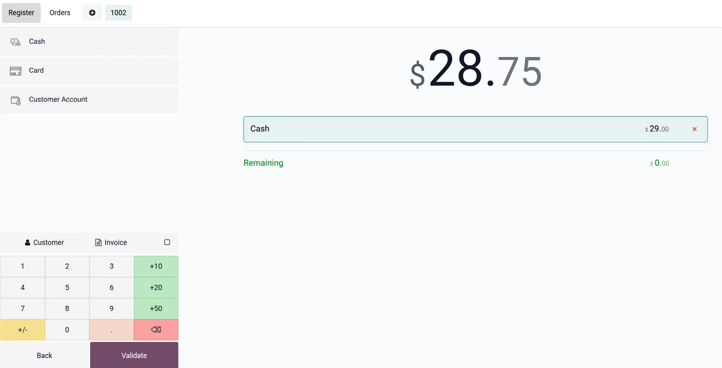List of cash rounding methods configured in Odoo