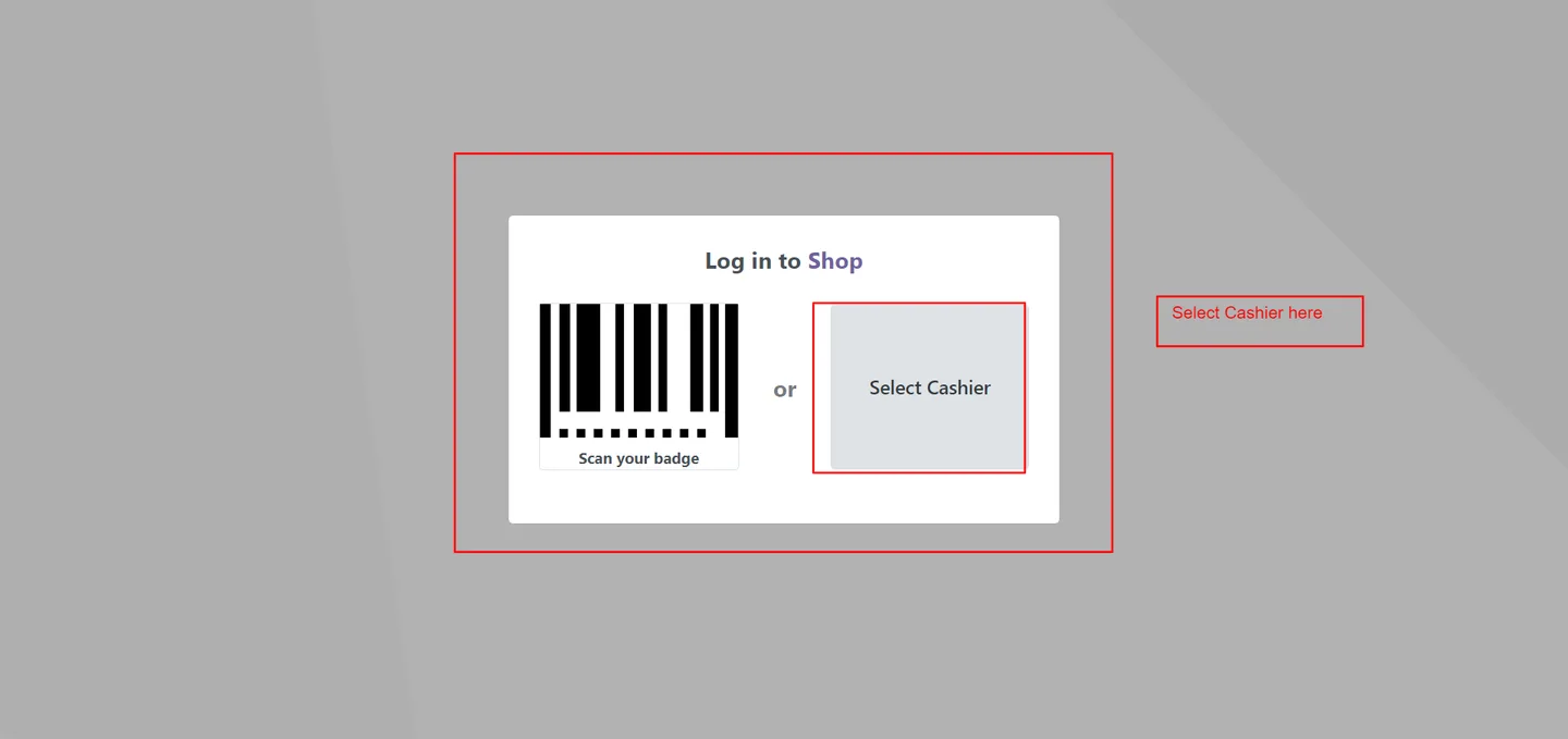 Selecting a cashier from the POS dashboard before login