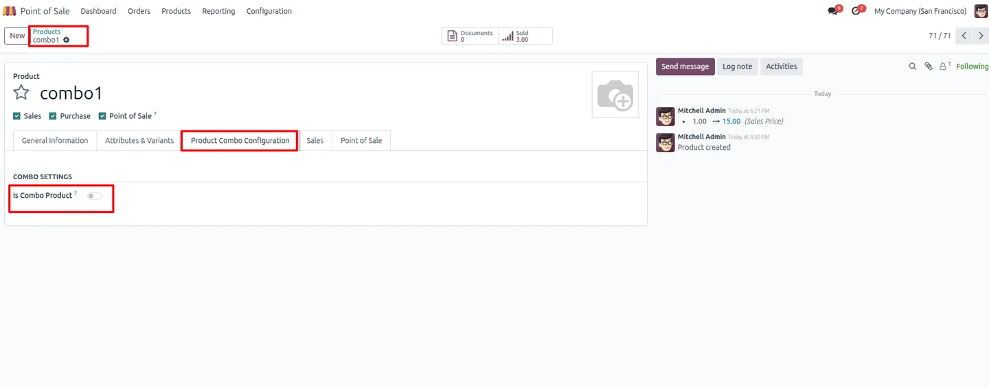 Defining minimum, maximum, and default quantities for a combo group in Odoo