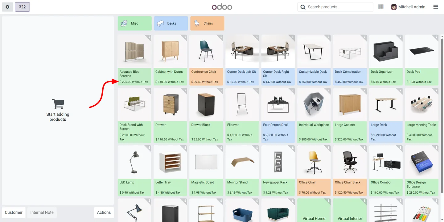 Enabling POS price display in the Payment section of Odoo settings
