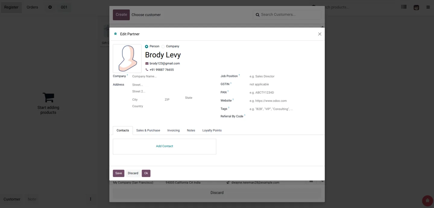 Referral code entered at POS checkout in Odoo