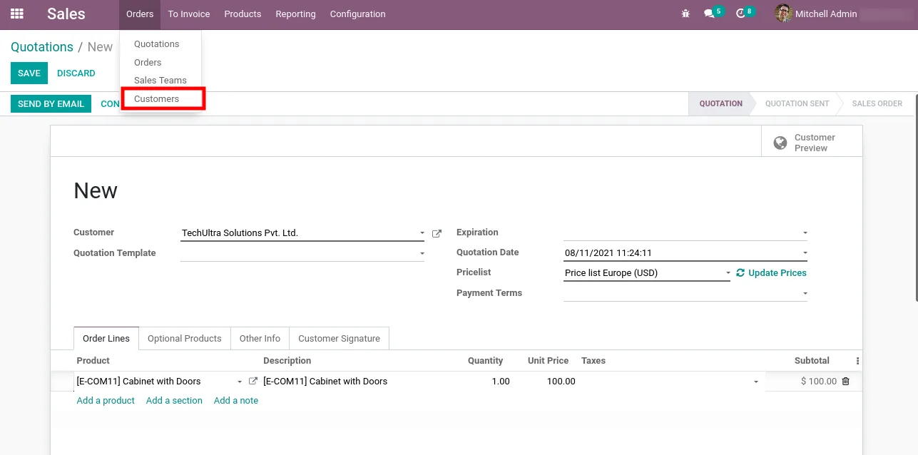 Pricelist selected automatically on an Odoo sales quote based on customer grade