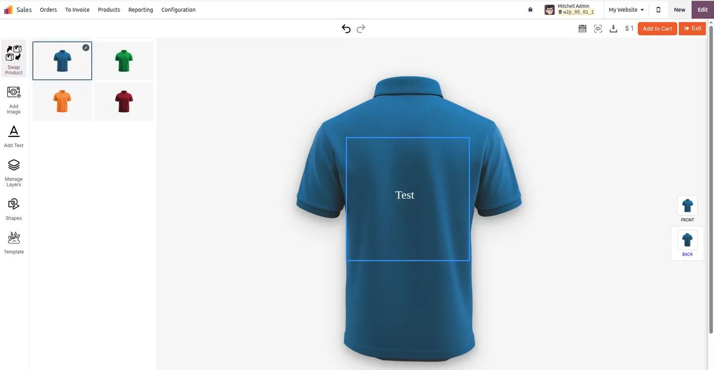 Saving the customized design as a template in Odoo