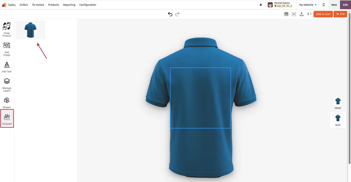 Switching between product variants inside the personalizer editor