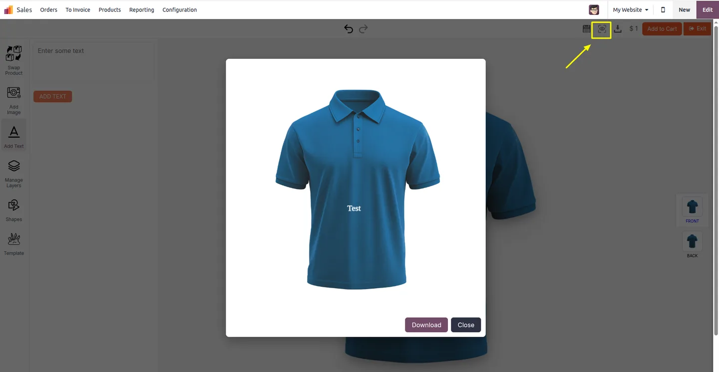 Customer design attached automatically to an Odoo sales order line