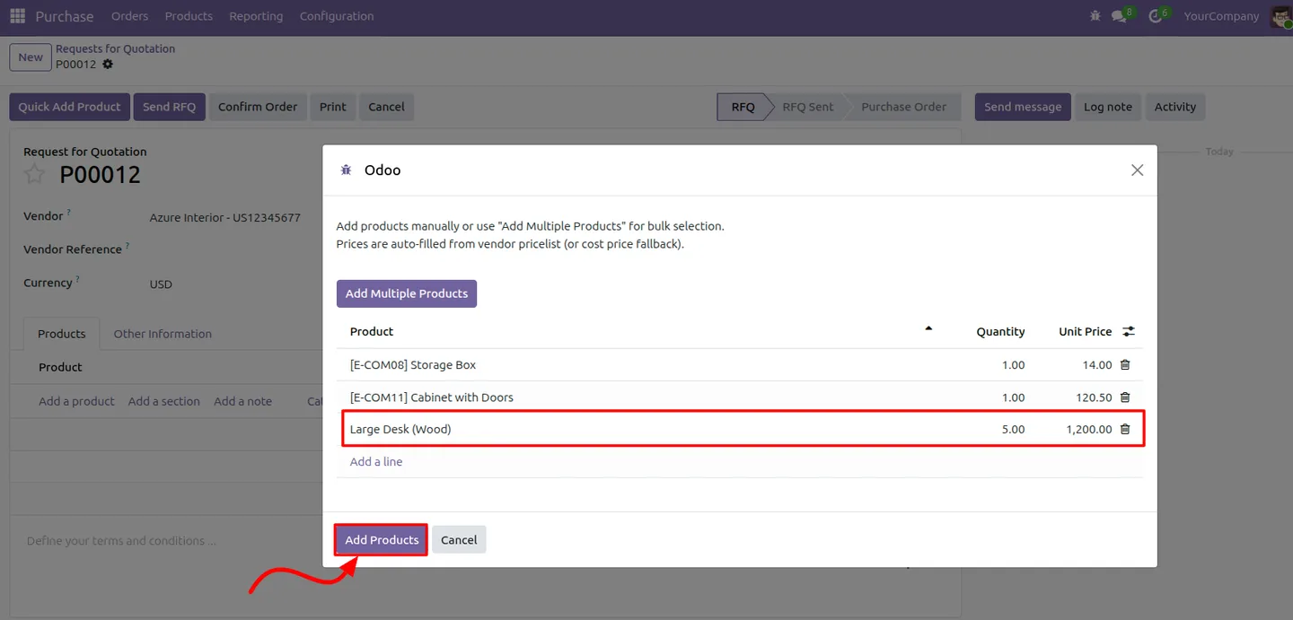 Cost-price fallback used when a product has no vendor pricelist in Odoo