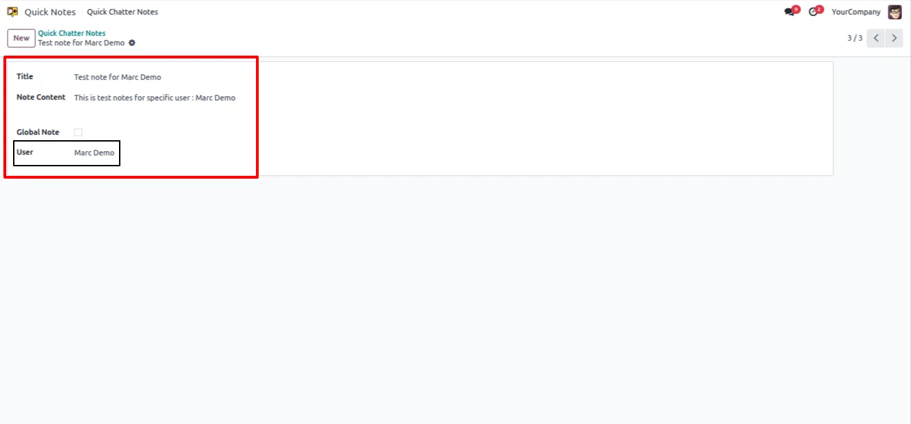 Configuring global versus user-specific visibility for a Quick Chatter Note