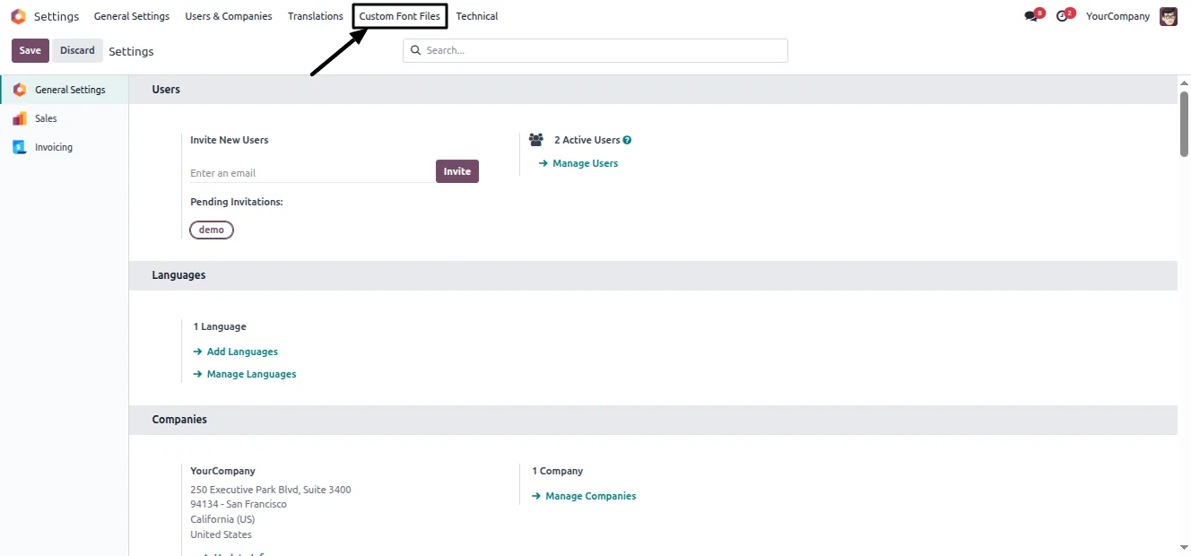 QWeb Report Font Manager listed in the Odoo Apps store, ready to install