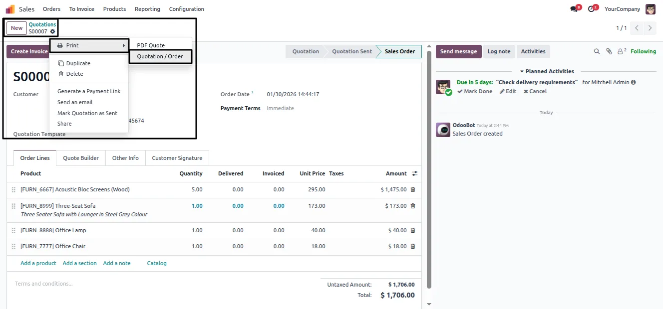 Opening Configure Document Layout in Odoo company settings