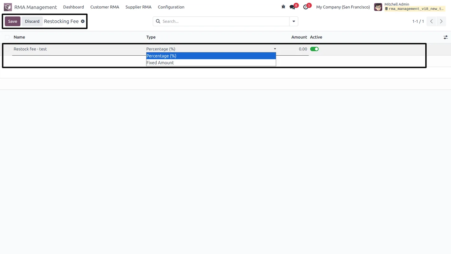 Configurable return reasons for RMA processing