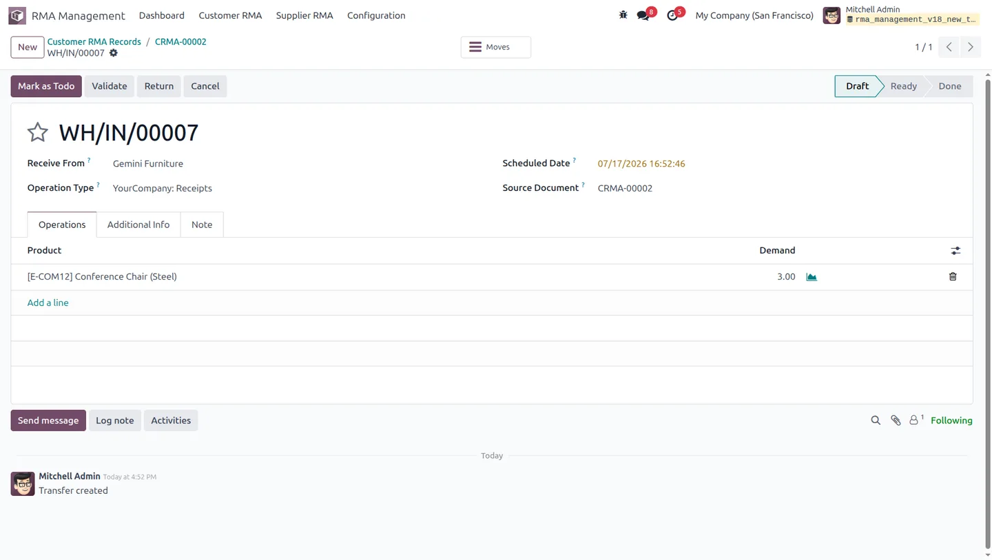 Tracking return status from the Odoo customer portal
