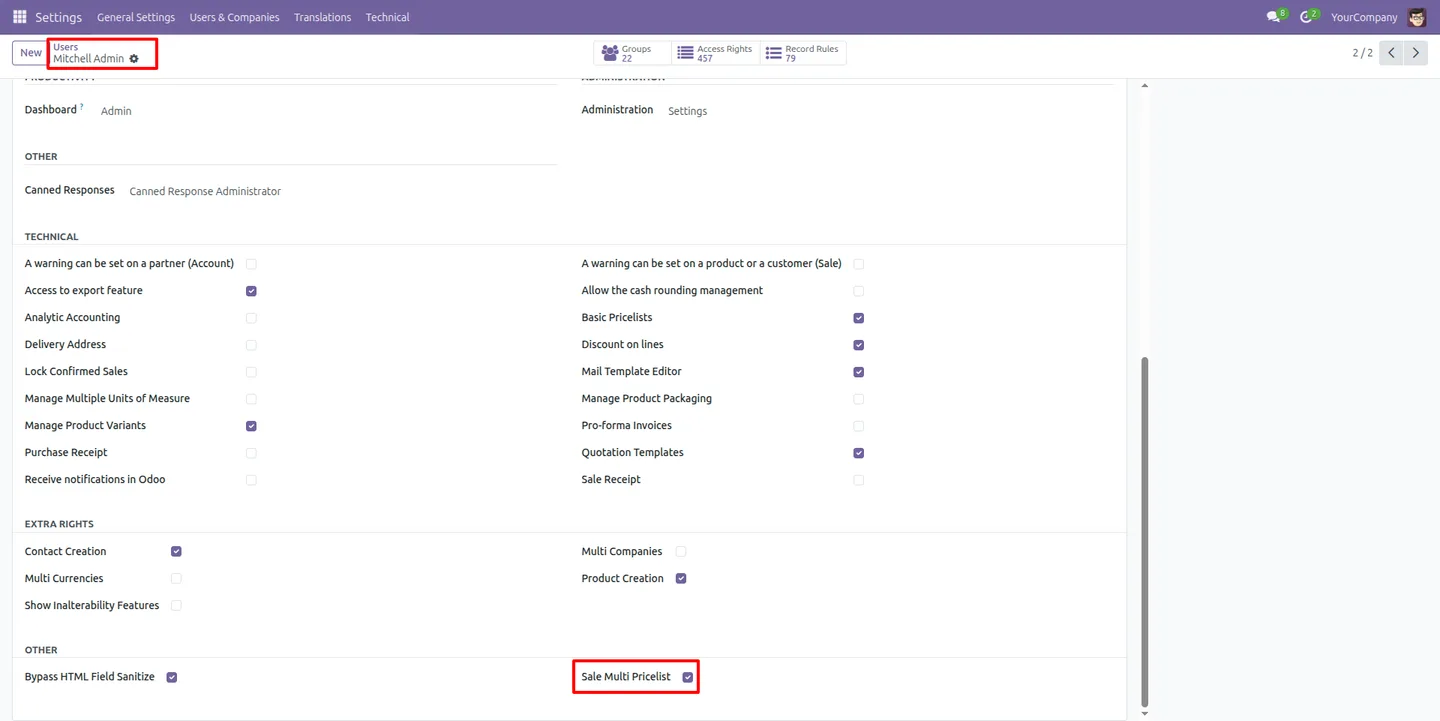 Different pricelists applied per line on an Odoo quotation