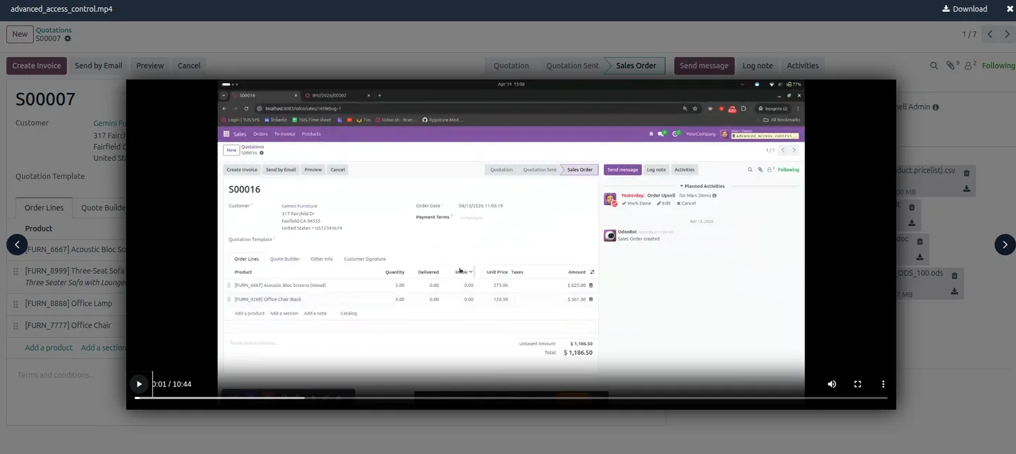 Previewing an MP4 video inside Odoo with Smart Attachment Preview Pro