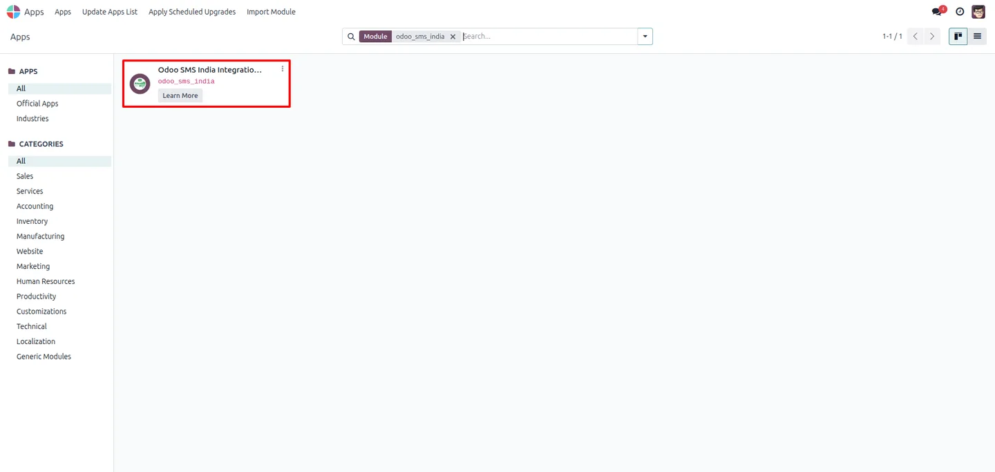 SMS India Integration campaign dashboard inside Odoo