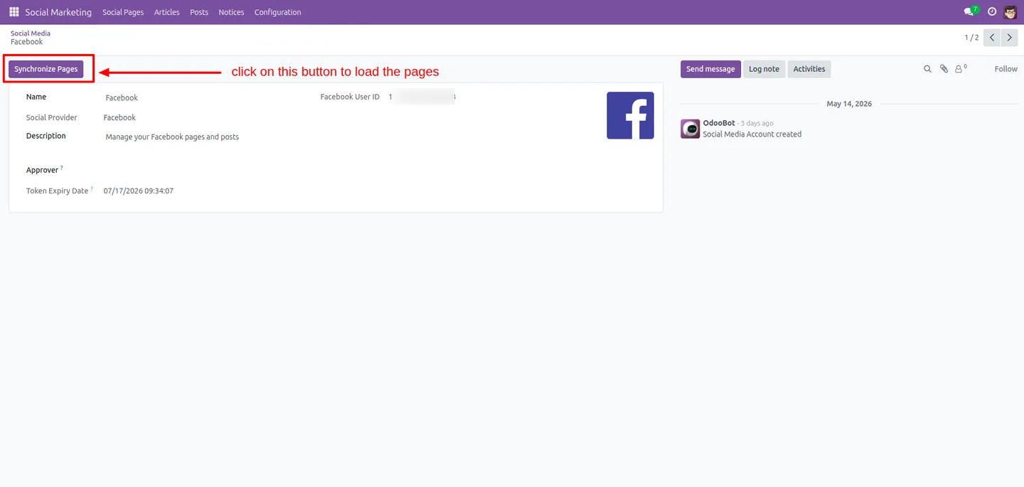 Campaign management view in Odoo Social Marketing Community