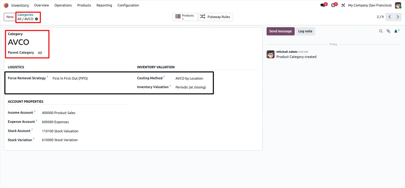 Internal locations generated for a warehouse in Odoo