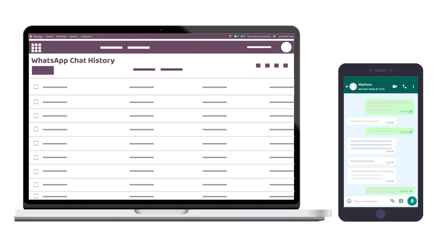 Searchable WhatsApp message history inside Odoo