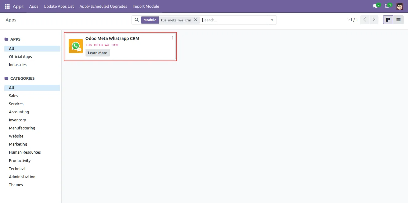 WhatsApp composer opened from an Odoo CRM lead with template options