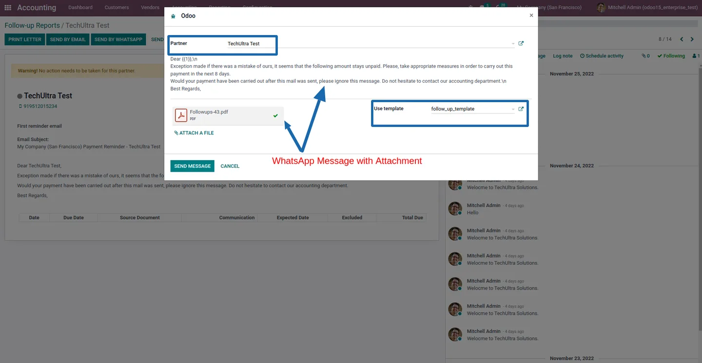 Sending an Odoo follow-up reminder over WhatsApp with attachments