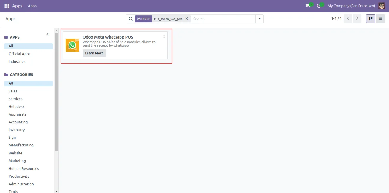 WhatsApp for POS action button on a validated Odoo POS order