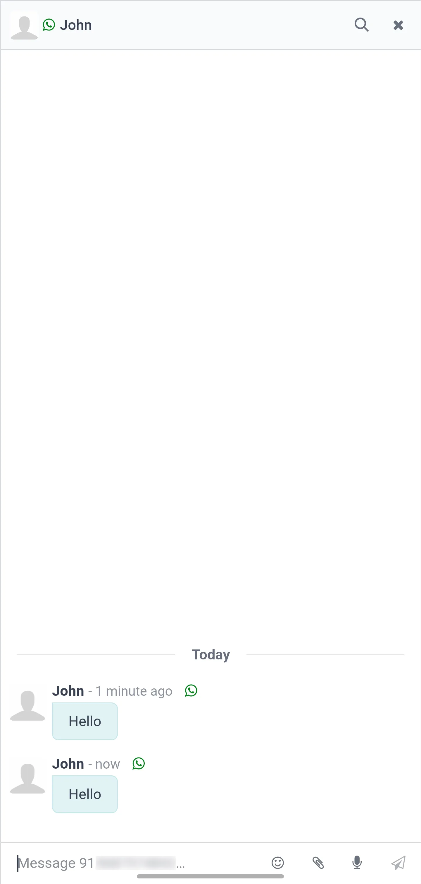 An Odoo mobile WhatsApp notification opening directly into the customer conversation