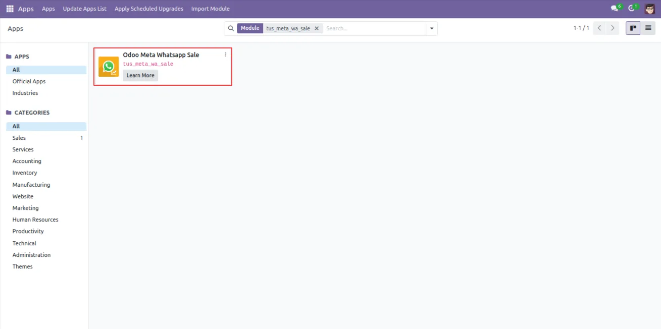 Sales order in Odoo with the Send by WhatsApp button highlighted