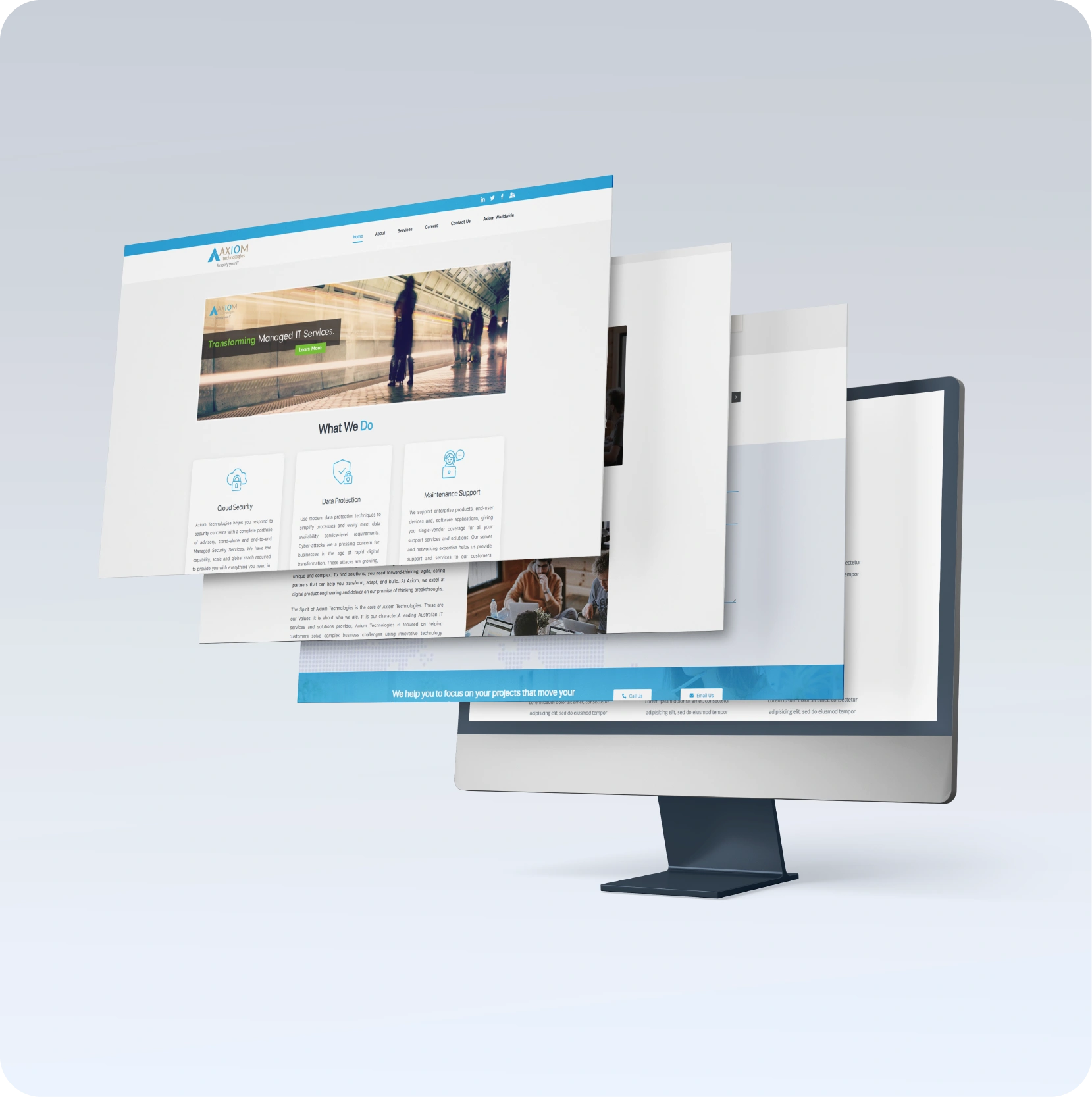 Axiom Technologies website on laptops — Odoo case study by TechUltra Solutions