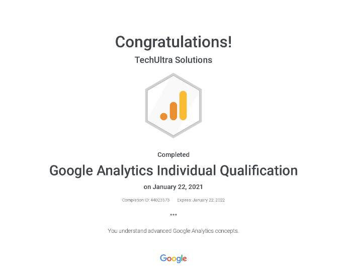 Google Analytics individual qualification