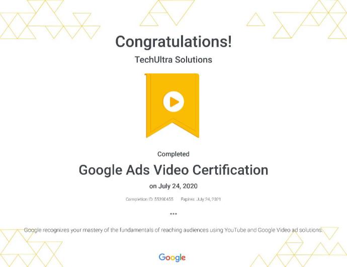 Google ads Video Certification